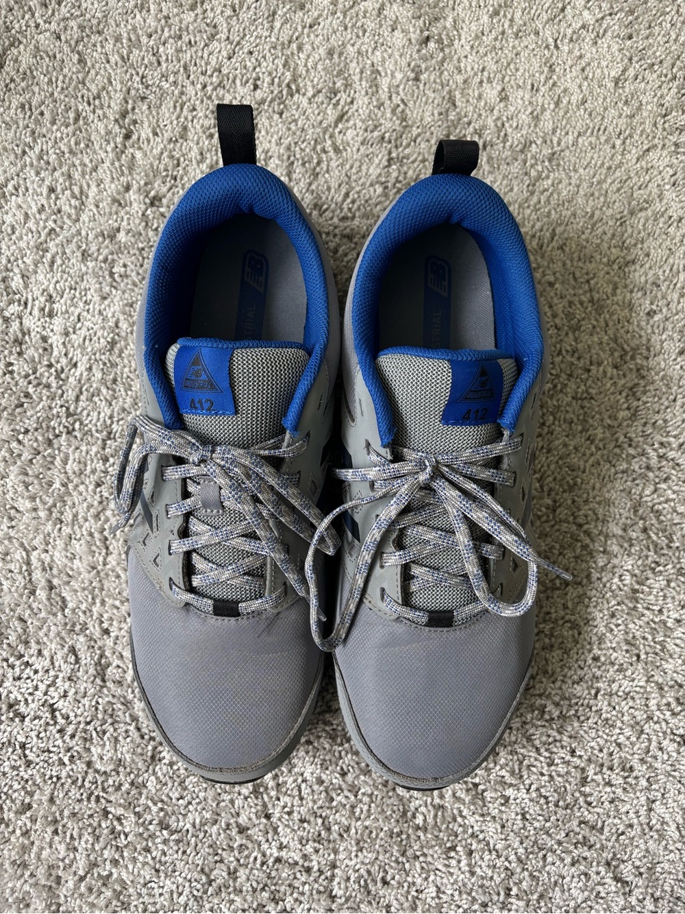 New Balance Industrial Gray & Blue Safety Sneakers Size 12 ASTM Certified